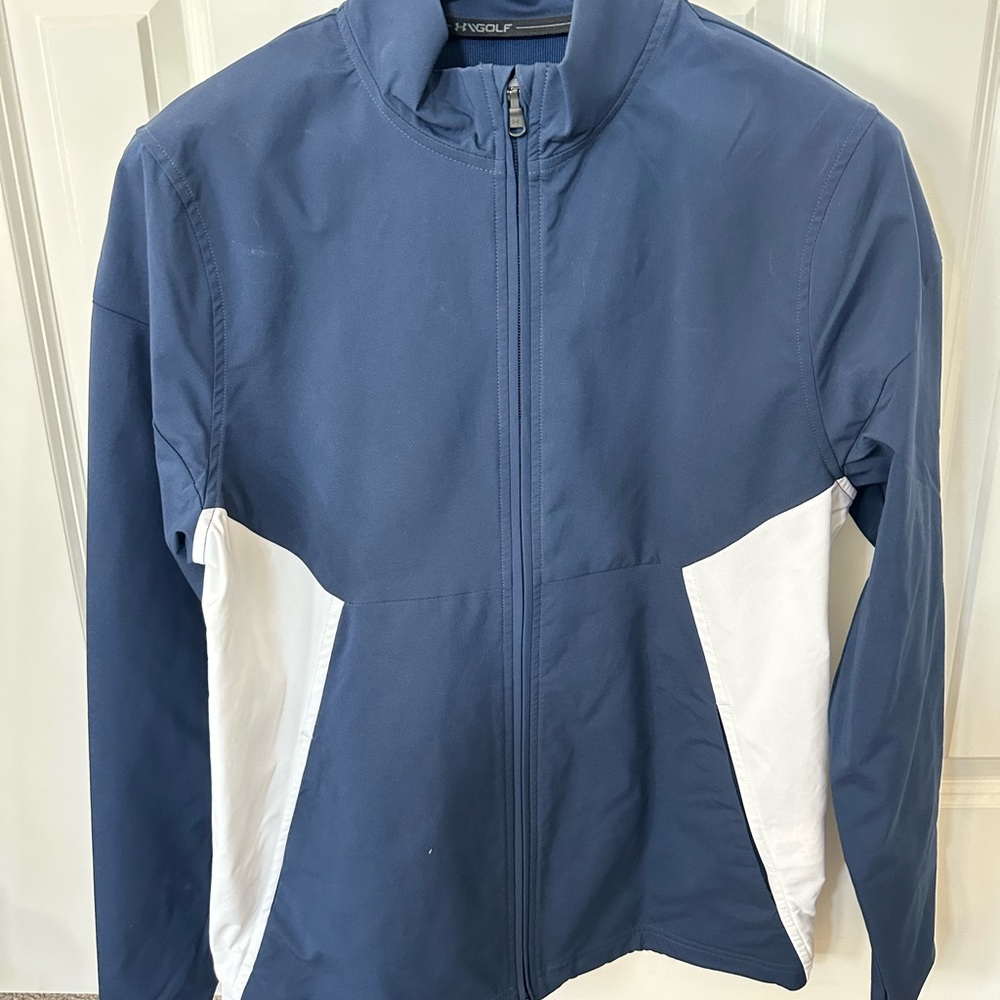 Under Armour Blue Windbreaker with High Collar and Fitted Silhouette